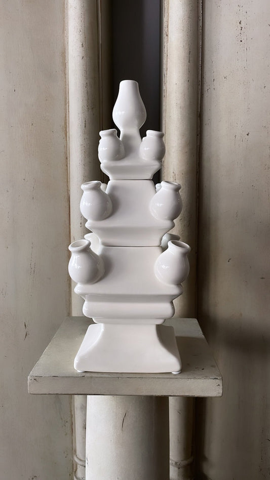 Three Tier Tulip Vase White | Heinen Delfts Blauw - Bon Ton goods