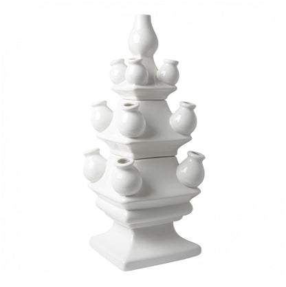 Three Tier Tulip Vase White | Heinen Delfts Blauw - Bon Ton goods
