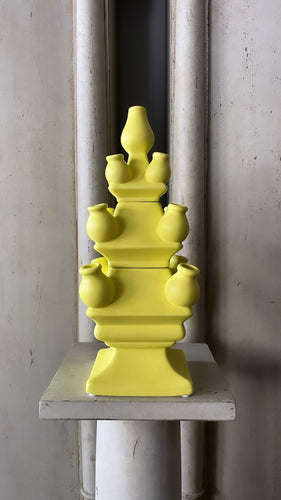 THREE TIER TULIP VASE YELLOW - Bon Ton goods