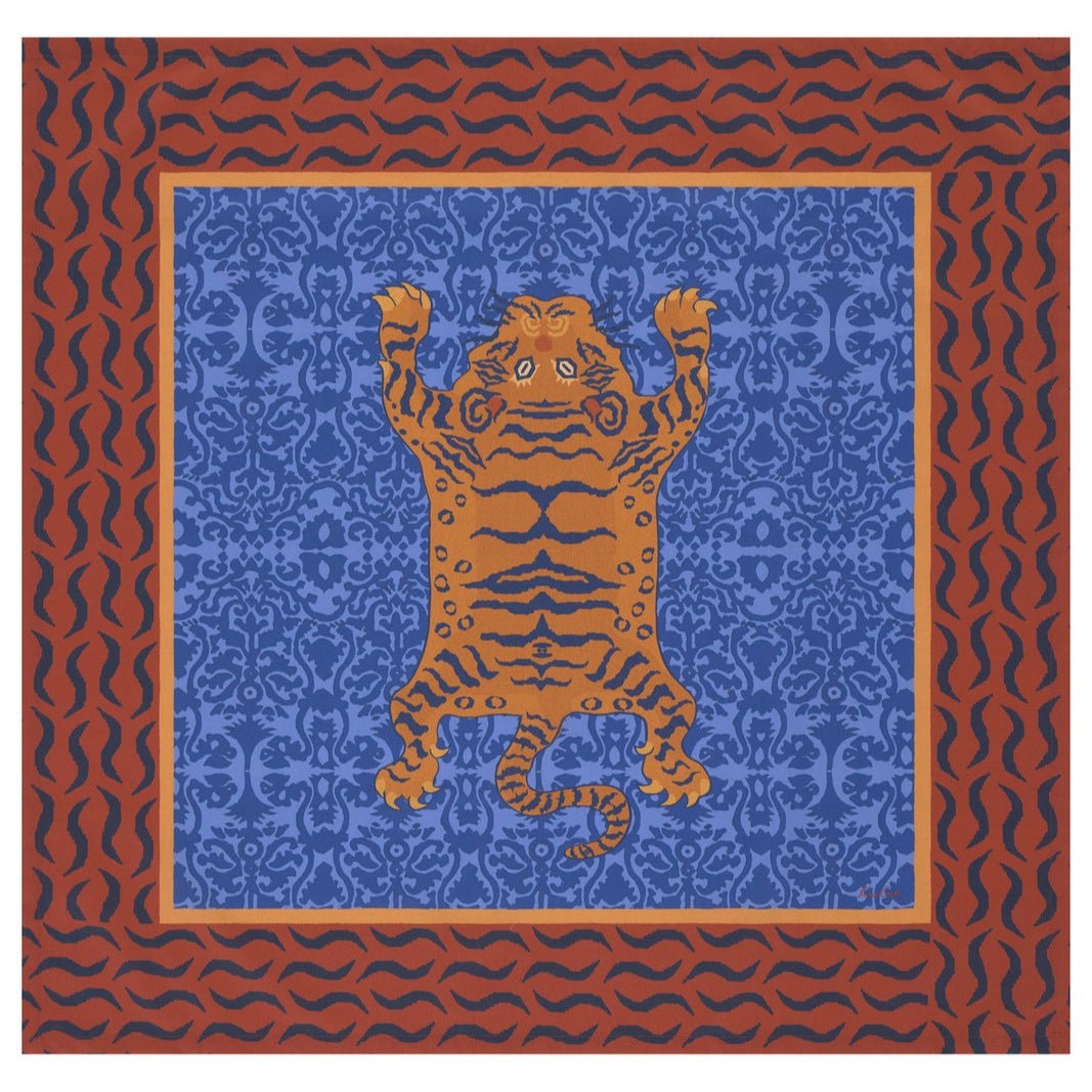 Tibetan Tiger Celeste Blue - Tablecloth 110X110 | Lisa Corti - Bon Ton goods