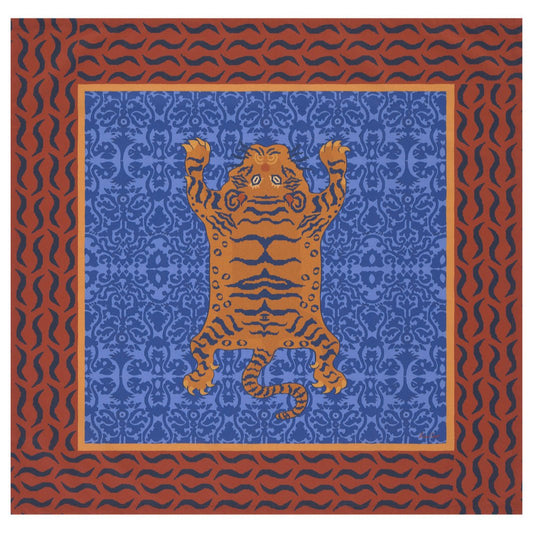 Tibetan Tiger Celeste Blue - Tablecloth 110X110 | Lisa Corti - Bon Ton goods