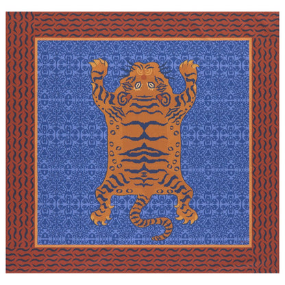 Tibetan Tiger Celeste Blue Tablecloth - 180X180 | Lisa Corti - Bon Ton goods
