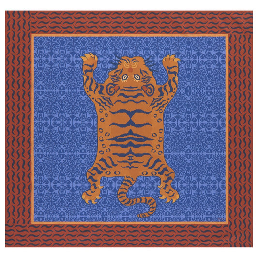 Tibetan Tiger Celeste Blue Tablecloth - 180X180 | Lisa Corti - Bon Ton goods