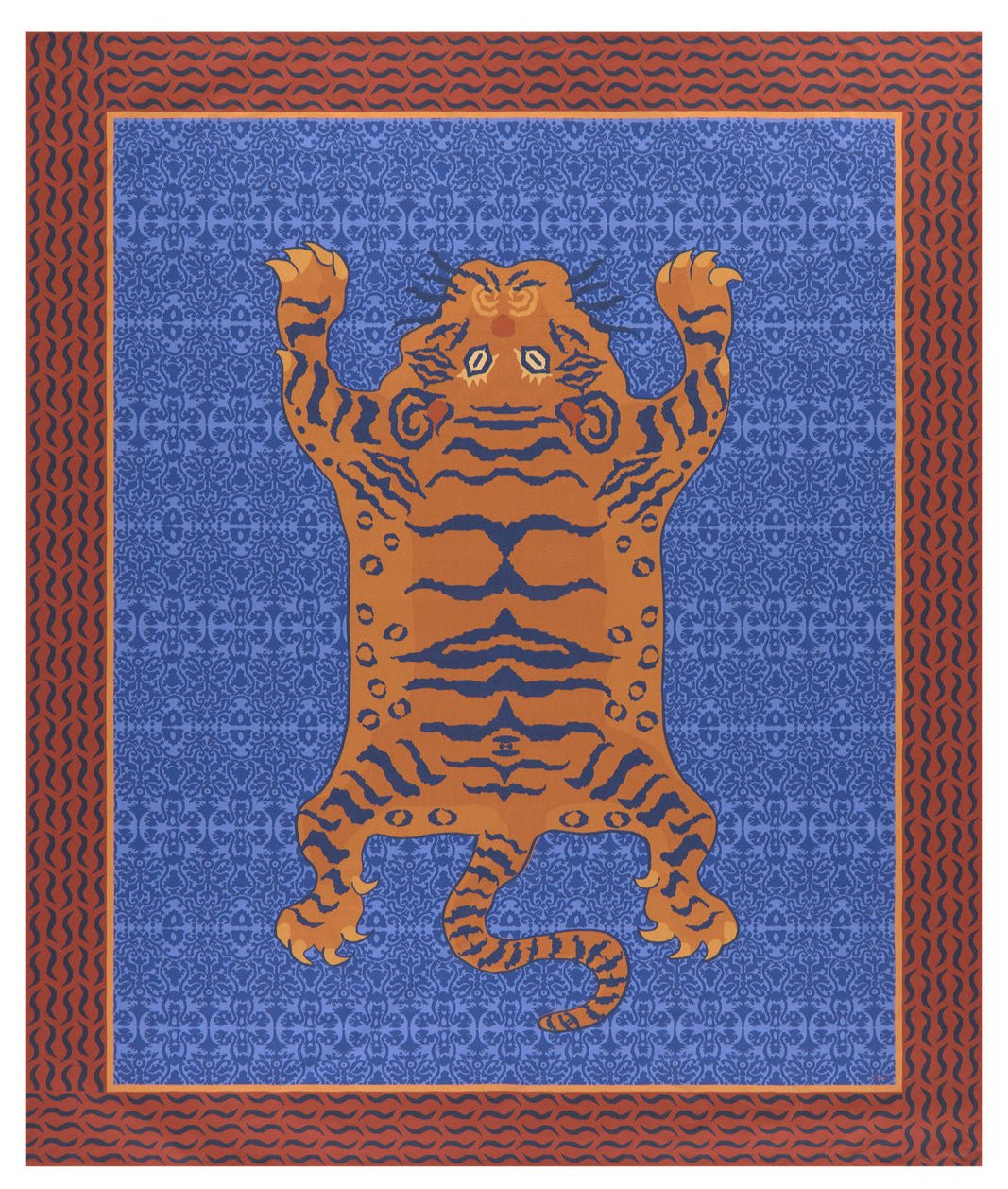 Tibetan Tiger Celeste Blue Tablecloth - 220X270 | Lisa Corti - Bon Ton goods