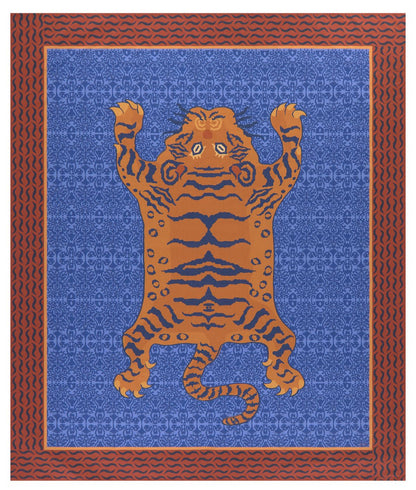Tibetan Tiger Celeste Blue Tablecloth - 220X270 | Lisa Corti - Bon Ton goods