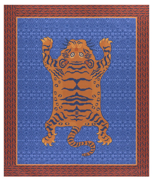 Tibetan Tiger Celeste Blue Tablecloth - 220X270 | Lisa Corti - Bon Ton goods