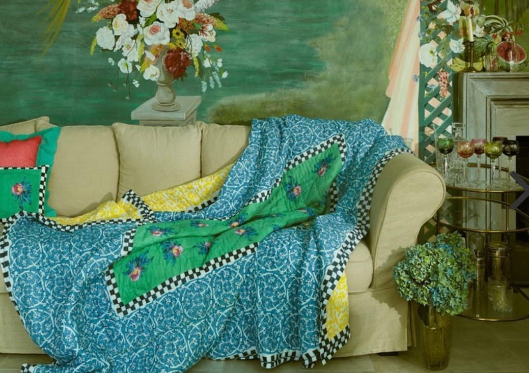 Tiles Green Pillow with Insert 30x40 | Lisa Corti - Bon Ton goods