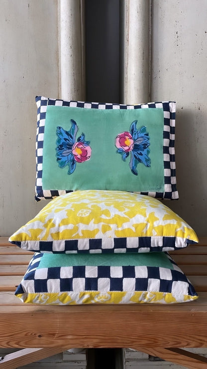 Tiles Green Pillow with Insert 30x40 | Lisa Corti - Bon Ton goods