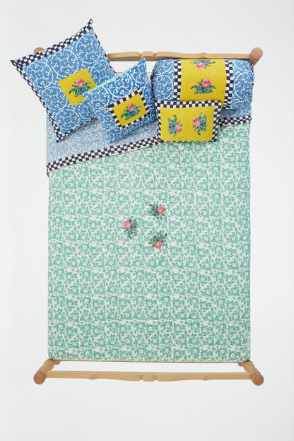 Tiles Yellow Reversible Quilt 220x270 | Lisa Corti - Bon Ton goods