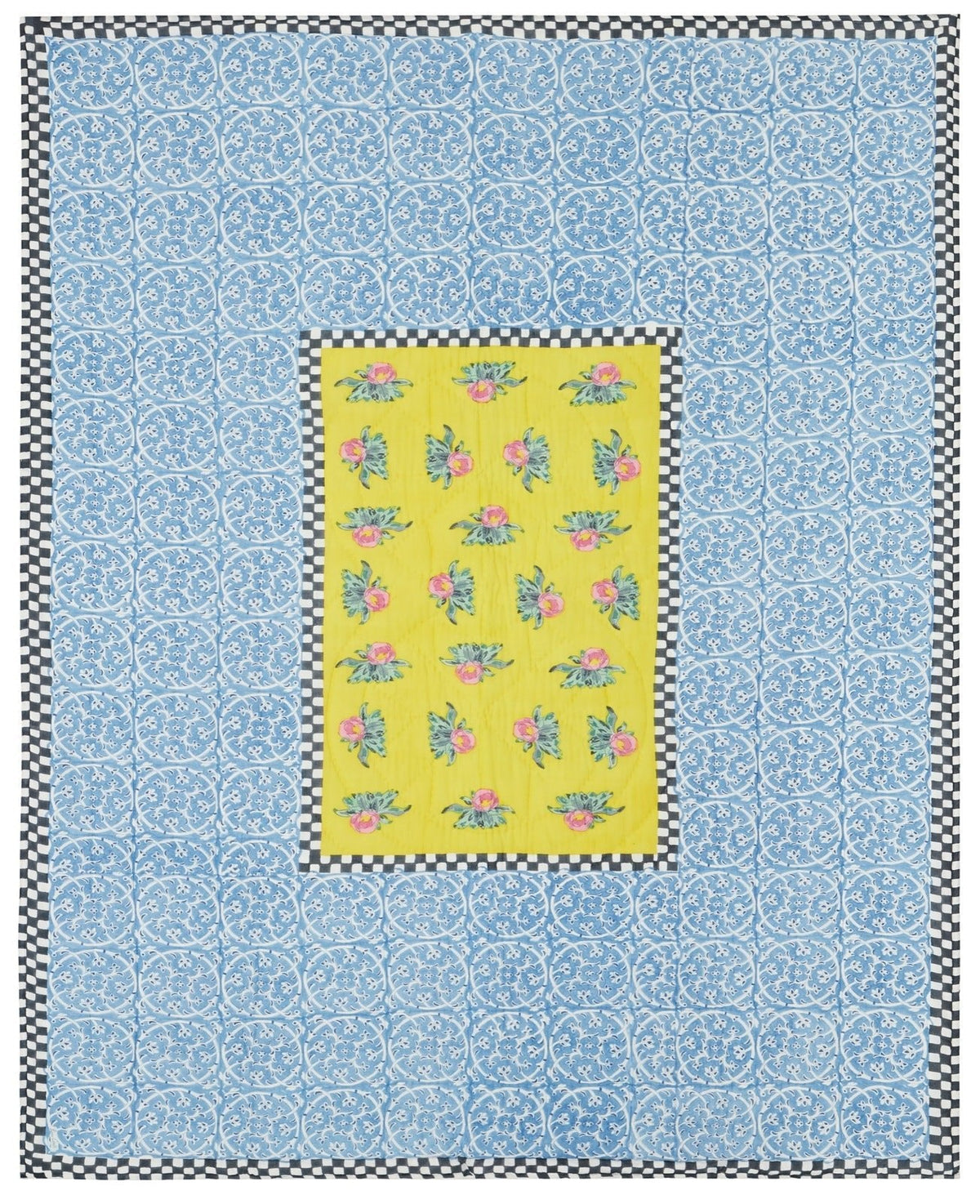 Tiles Yellow Reversible Quilt 220x270 | Lisa Corti - Bon Ton goods