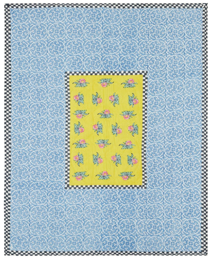 Tiles Yellow Reversible Quilt 220x270 | Lisa Corti - Bon Ton goods