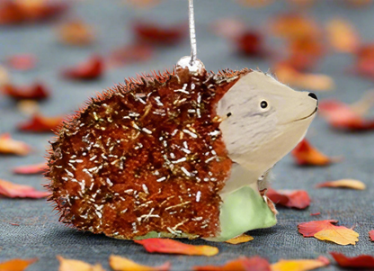 Tinsel Hedgehog - Orange Christmas Ornament - Bon Ton goods