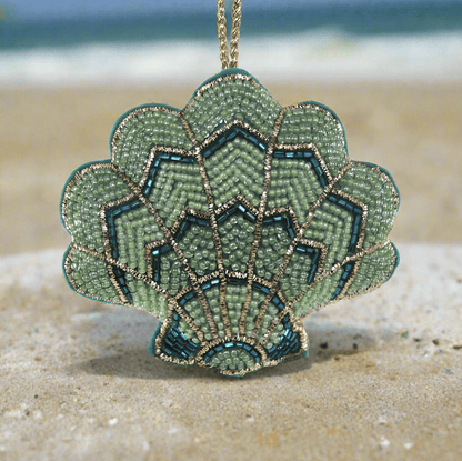 Tinsel Scalloped Shell | Christmas Ornament - Bon Ton goods