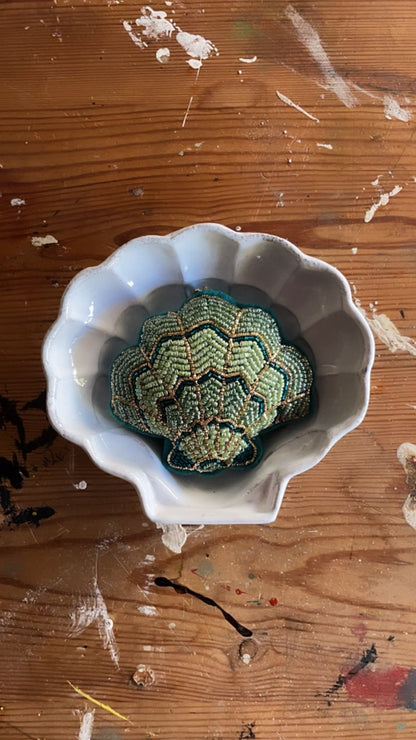 Tinsel Scalloped Shell | Christmas Ornament - Bon Ton goods