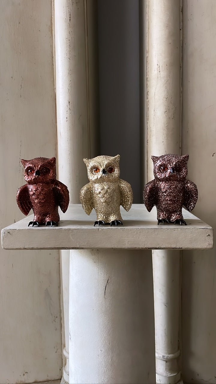 Tiny Glitter Owl - Dark Brown | Ino Schaller - Bon Ton goods