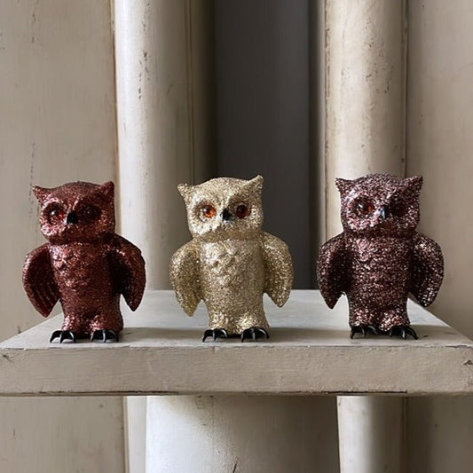 Tiny Glitter Owl - Gold/Brown | Ino Schaller - Bon Ton goods