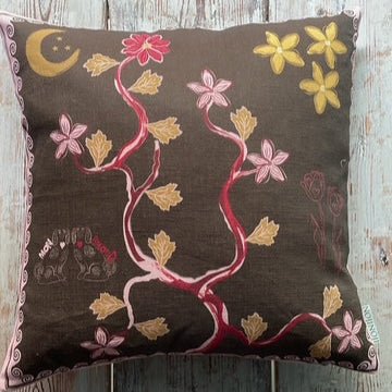 Tree of Life Cushion (Brown) - Bon Ton goods