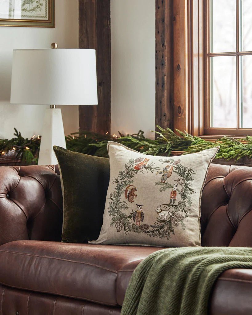 Tree Trimmers Wreath Pillow | Coral & Tusk - Bon Ton goods