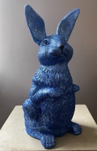True Blue Glitter Upright Bunny, Large | Ino Schaller - Bon Ton goods
