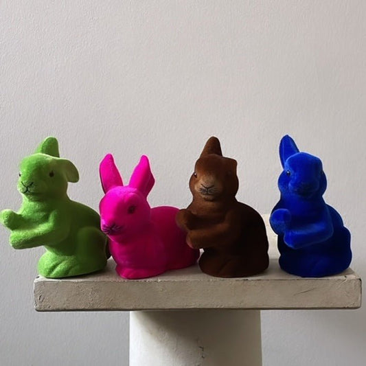 True Blue Velvet - Extra Small Sitting Bunny, | Ino Schaller - Bon Ton goods