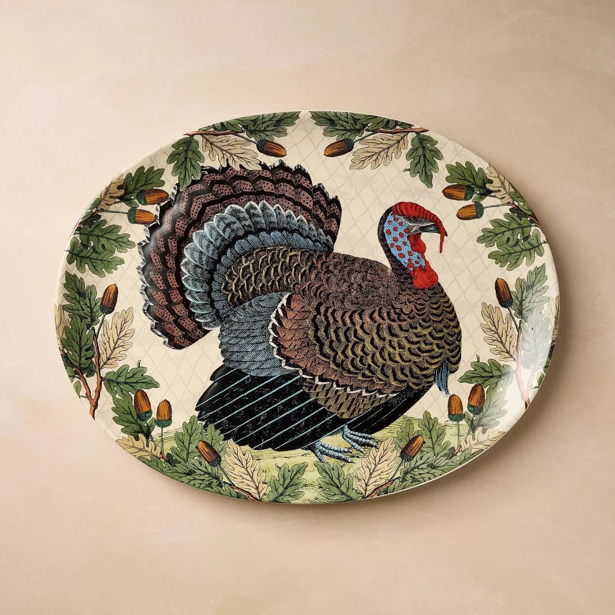 Turkey with Acorn Stoneware Oval Serving Platter | John Derian - Bon Ton goods