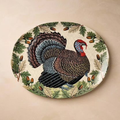 Turkey with Acorn Stoneware Oval Serving Platter | John Derian - Bon Ton goods