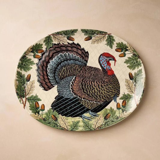 Turkey with Acorn Stoneware Oval Serving Platter | John Derian - Bon Ton goods