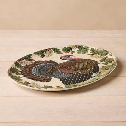 Turkey with Acorn Stoneware Oval Serving Platter | John Derian - Bon Ton goods