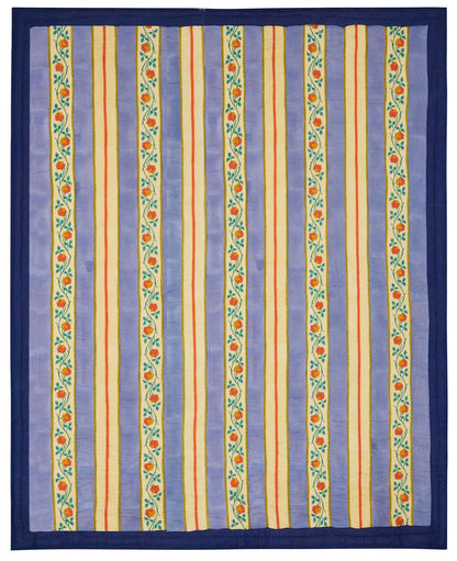 Varanasi Stripes Pervinch - Reversible Quilt - 220 x 270 | Lisa Corti - Bon Ton goods
