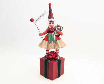 Xmas Girl Standing On Present Figure — view 1