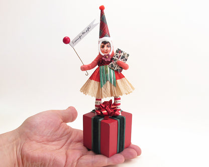 Xmas Girl Standing On Present Figure — view 2