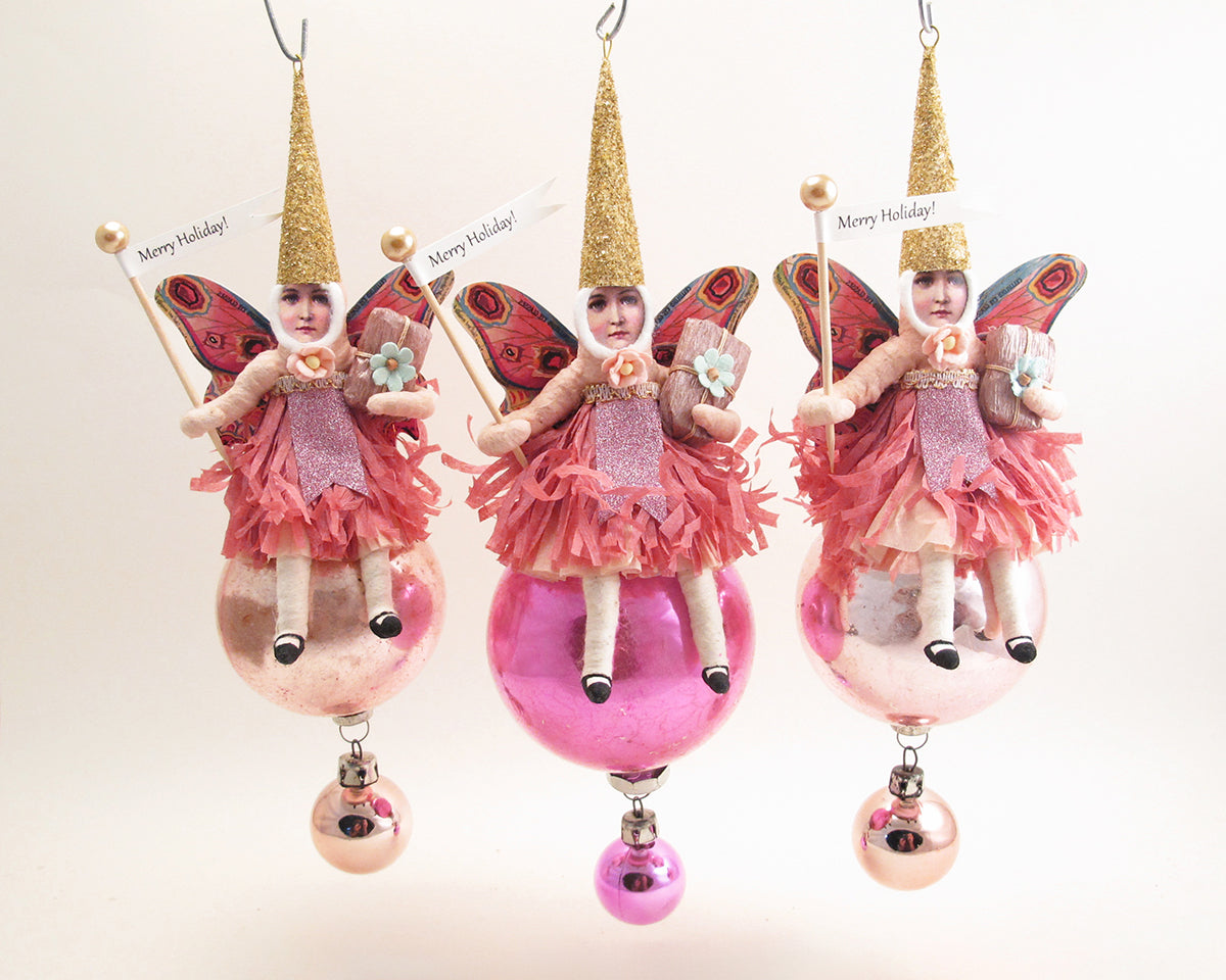 Pink Butterfly Fairy Ornament — view 1