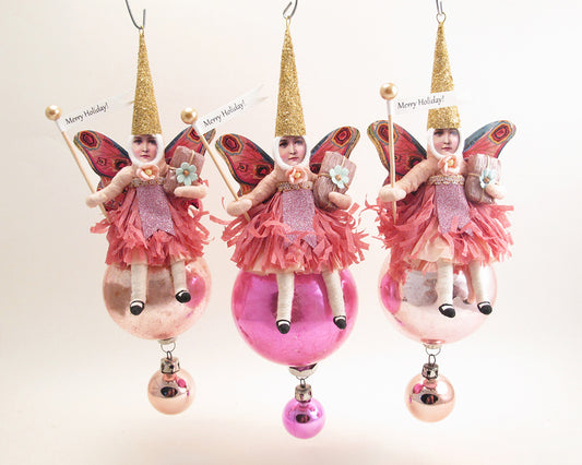 Pink Butterfly Fairy Ornament — view 1