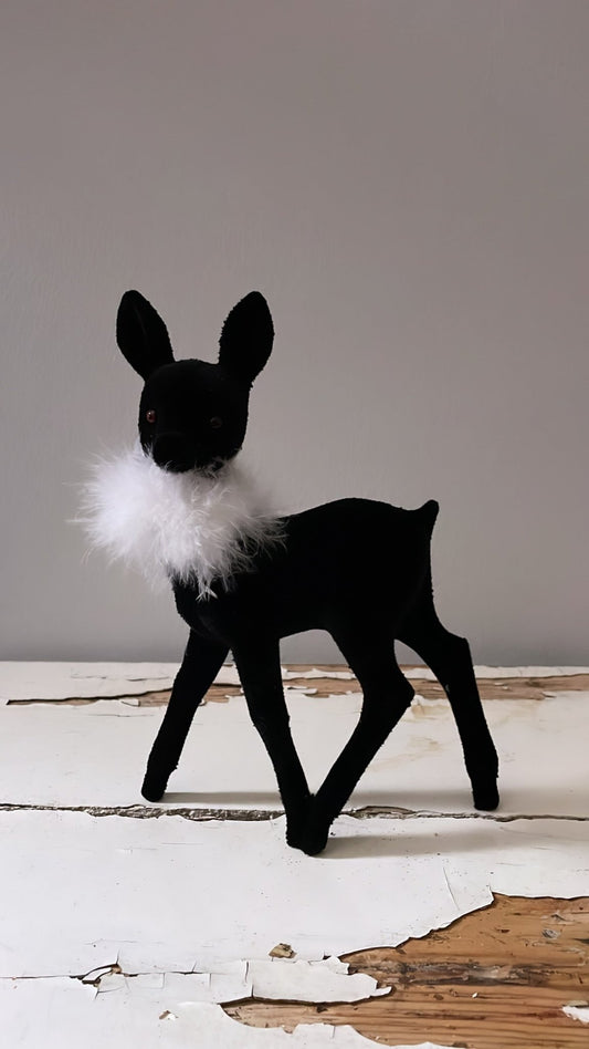 Velvet Bambi with Boa - Black - Bon Ton goods