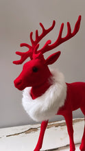 Load image into Gallery viewer, Velvet Grand Reindeer Large with Fur - Red - Bon Ton goods

