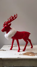 Load image into Gallery viewer, Velvet Grand Reindeer Large with Fur - Red - Bon Ton goods
