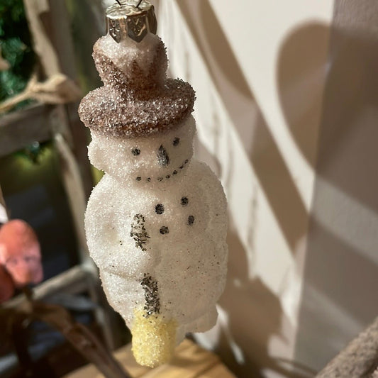 Victorian Snowman Glass Ornament | Christmas Ornament - Bon Ton goods