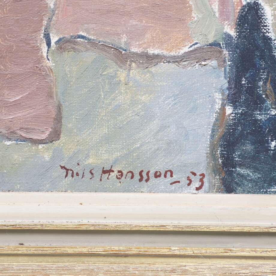 Village Street, 1953 | Oil on Canvas by Nils Hansson - Bon Ton goods