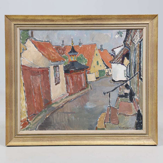 Village Street, 1953 | Oil on Canvas by Nils Hansson - Bon Ton goods