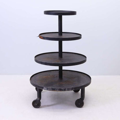 Vintage 4-Tier Metal Flower Stand on Casters – 130×90 cm - Bon Ton goods