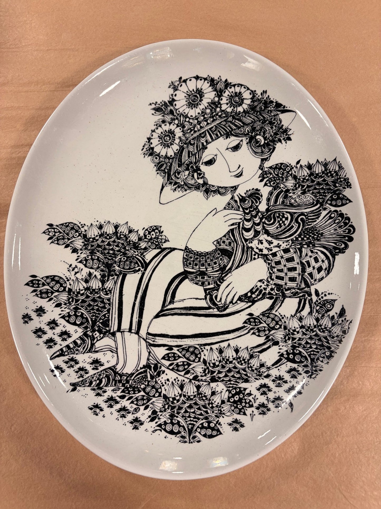 Vintage Bjørn Wiinblad "Paloma" Wall Plaque for Nymølle, Denmark - Bon Ton goods