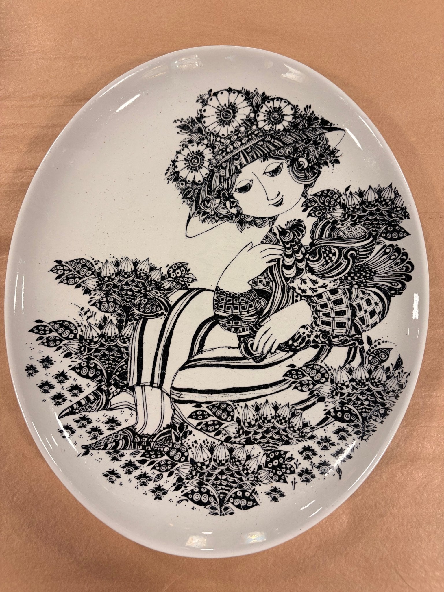 Vintage Bjørn Wiinblad "Paloma" Wall Plaque for Nymølle, Denmark - Bon Ton goods