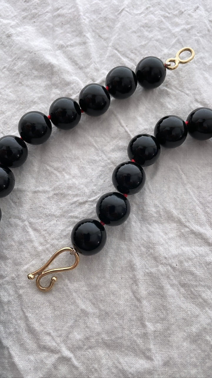 Vintage Black Coral Bead Necklace | Mikkel Brøgger - Bon Ton goods