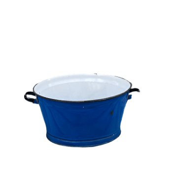Vintage Blue Enamel Oval Bucket - Bon Ton goods