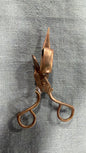 Vintage brass wick trimmer with curved handles and rectangular wick-catching box, second 16 cm piece