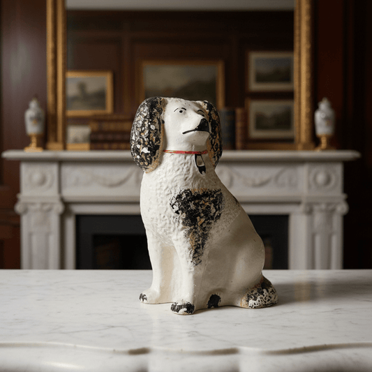 Vintage Cast Composition Stove Dog Figure, Black & White - Bon Ton goods