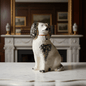 Vintage Cast Composition Stove Dog Figure, Black & White - Bon Ton goods
