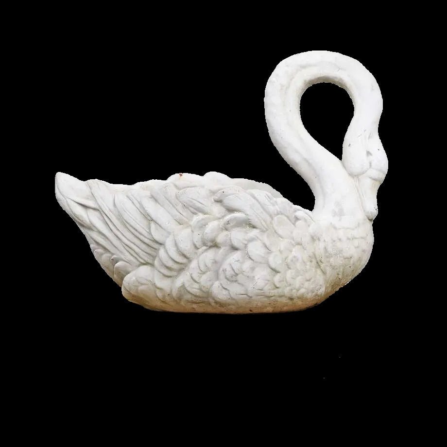 Vintage Cast-Concrete Swan Planter, Early 20th Century - Bon Ton goods