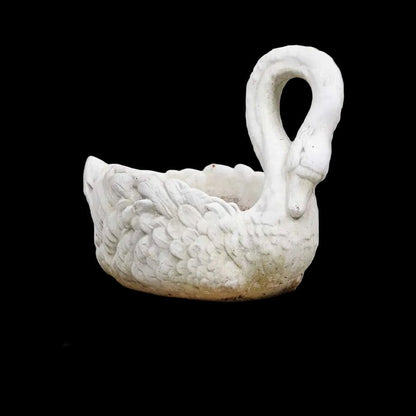 Vintage Cast-Concrete Swan Planter, Early 20th Century - Bon Ton goods