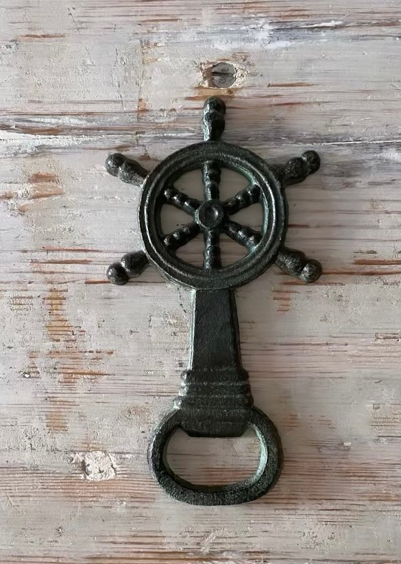 Vintage Cast Iron Ship Helm Bottle Opener - Bon Ton goods
